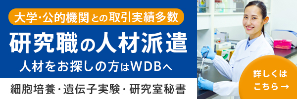 大学・公的機関との取引実績多数 研究職の人材派遣 人材をお探しの方はWDBへ 細胞培養・遺伝子実験・研究室秘書